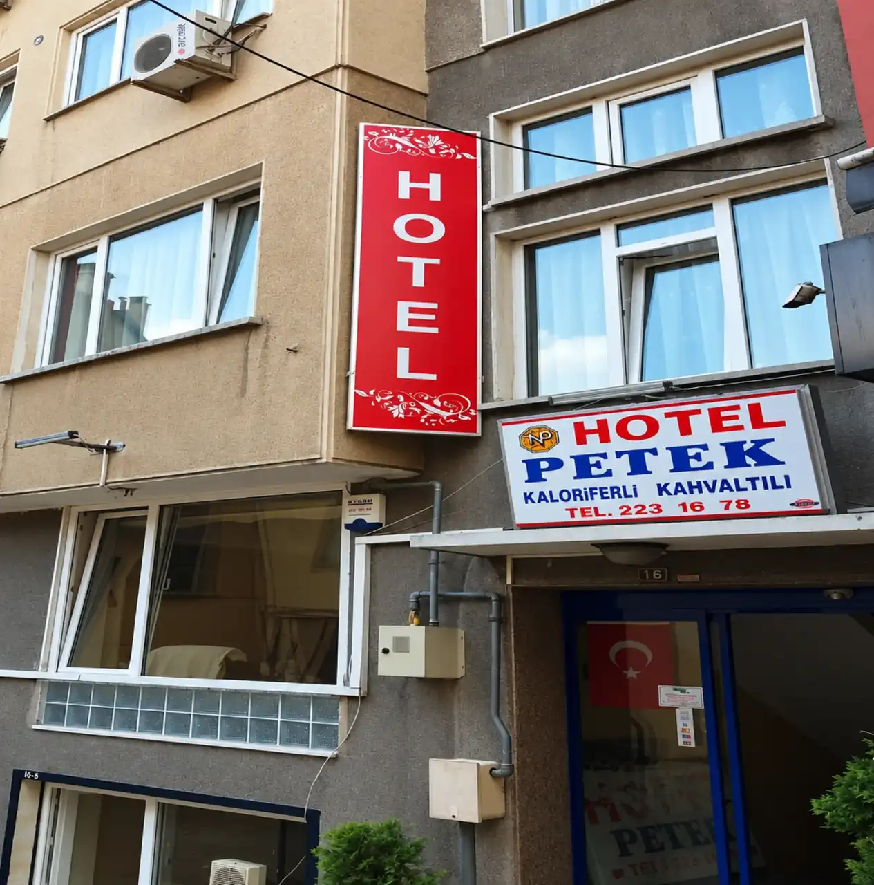 Exterior of Petek Hotel in Bursa's historic center